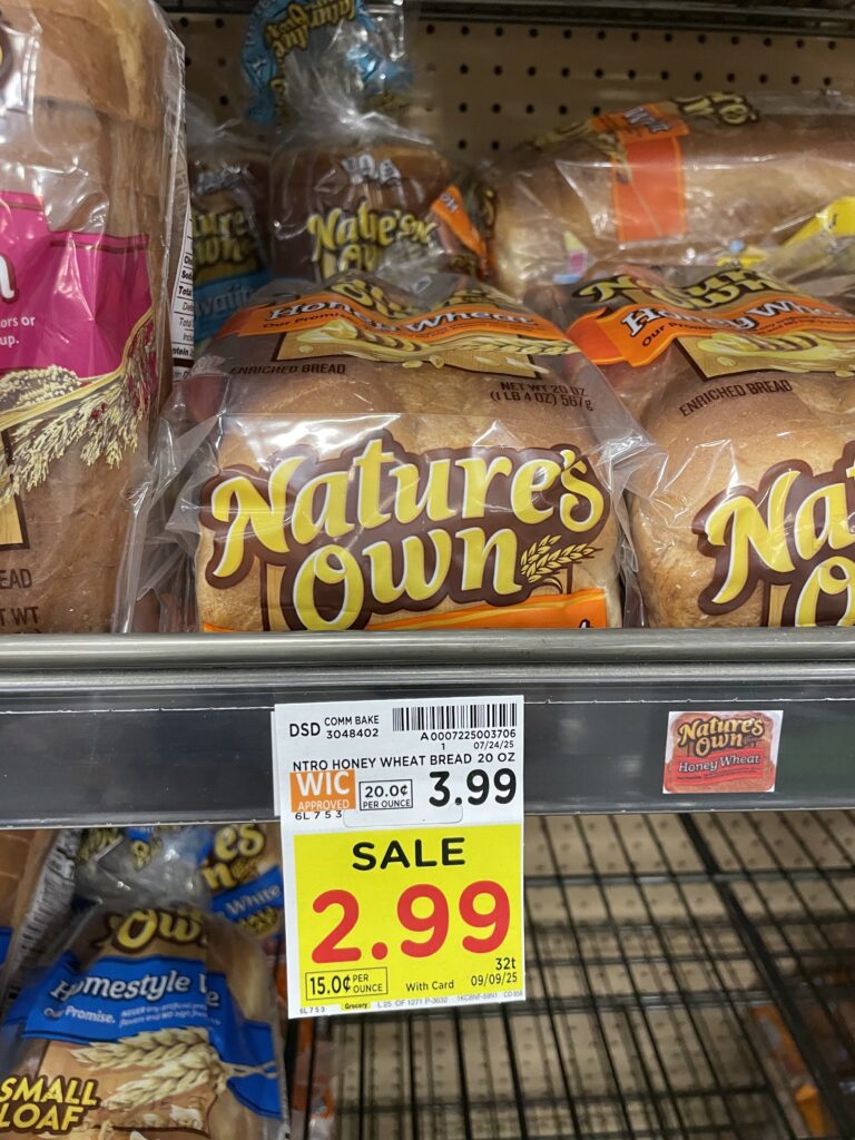 nature's own bread kroger shelf image (1)