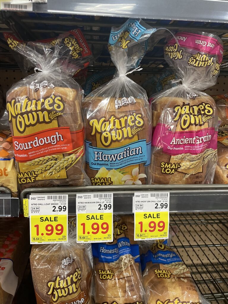 nature's own bread kroger shelf image (1)