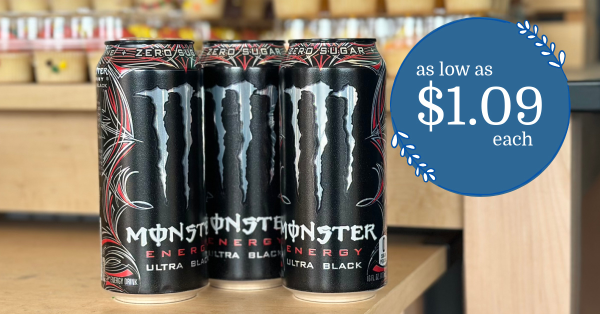 Monster Zero Sugar Ultra Black Energy Drinks are as low as $1.09