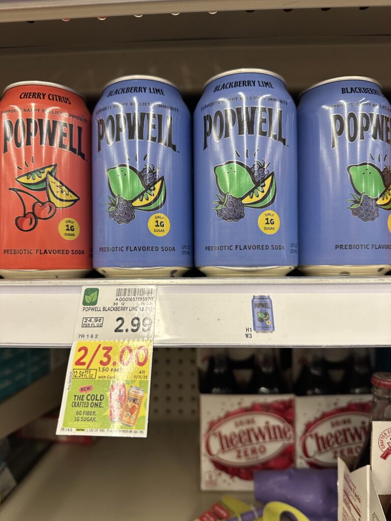 Popwell Prebiotic Soda Kroger Shelf Image