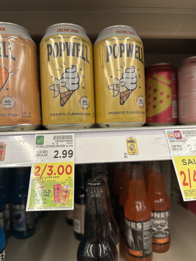 Popwell Prebiotic Soda Kroger Shelf Image