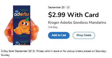Kroger 2 day sale