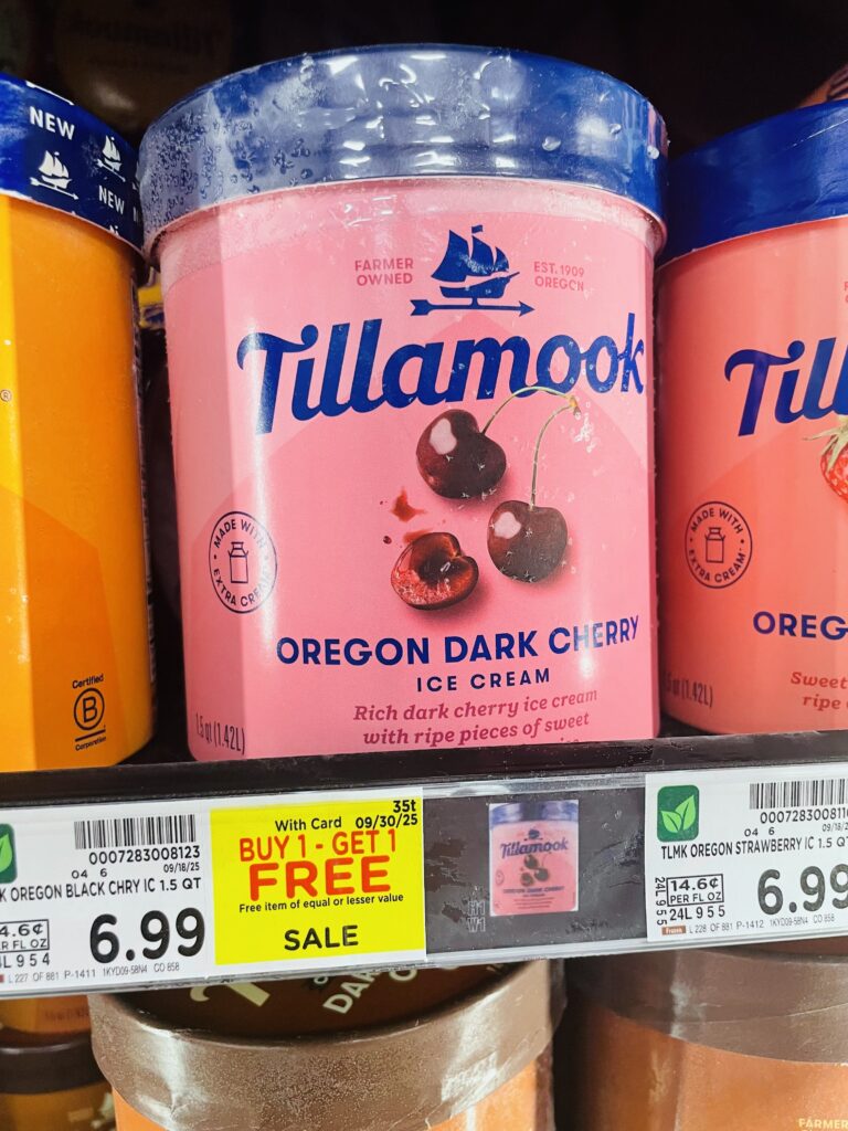 Tillamook Ice Cream Kroger Shelf Image (
