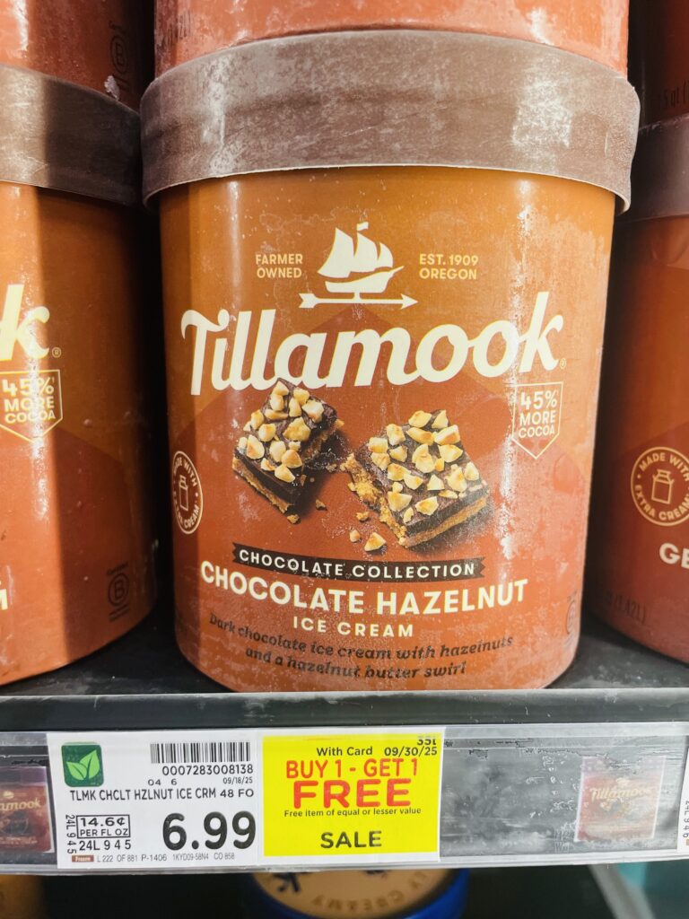 Tillamook Ice Cream Kroger Shelf Image (