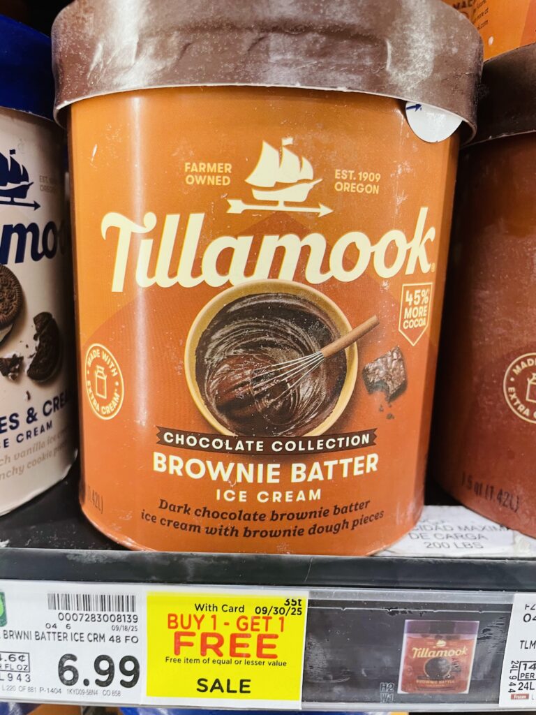 Tillamook Ice Cream Kroger Shelf Image (