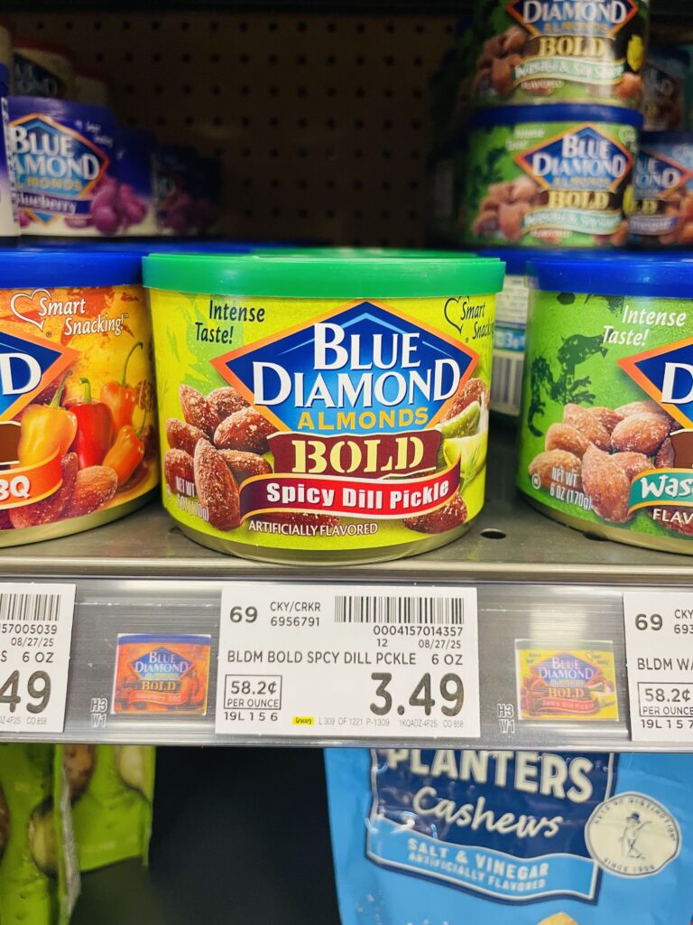 blue diamond almonds kroger shelf image (6)