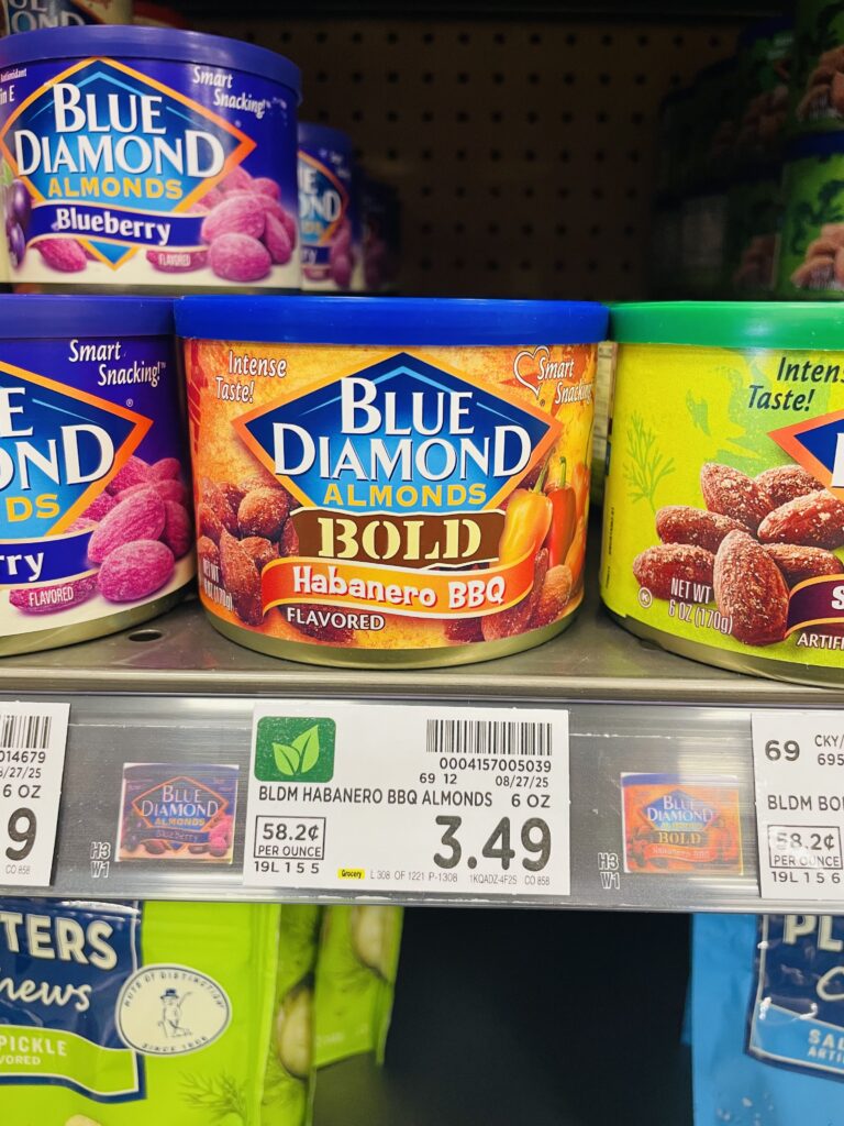 blue diamond almonds kroger shelf image (6)