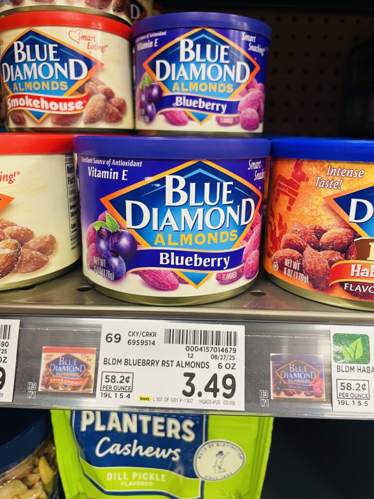 blue diamond almonds kroger shelf image (6)