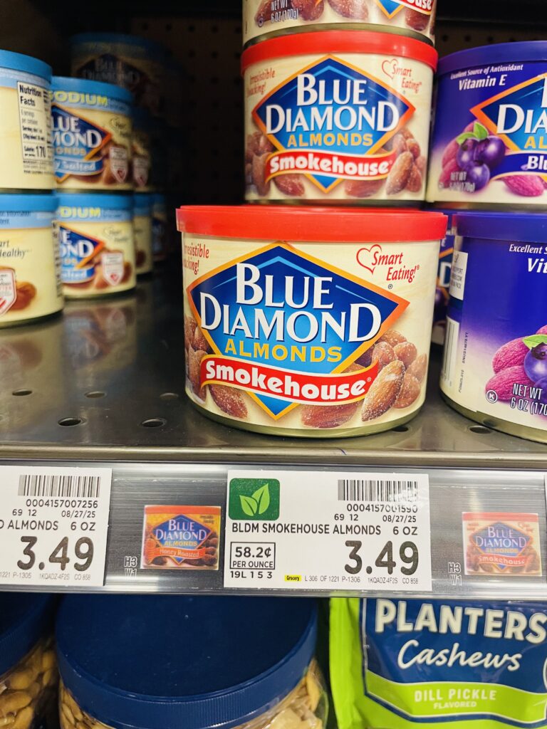 blue diamond almonds kroger shelf image (6)