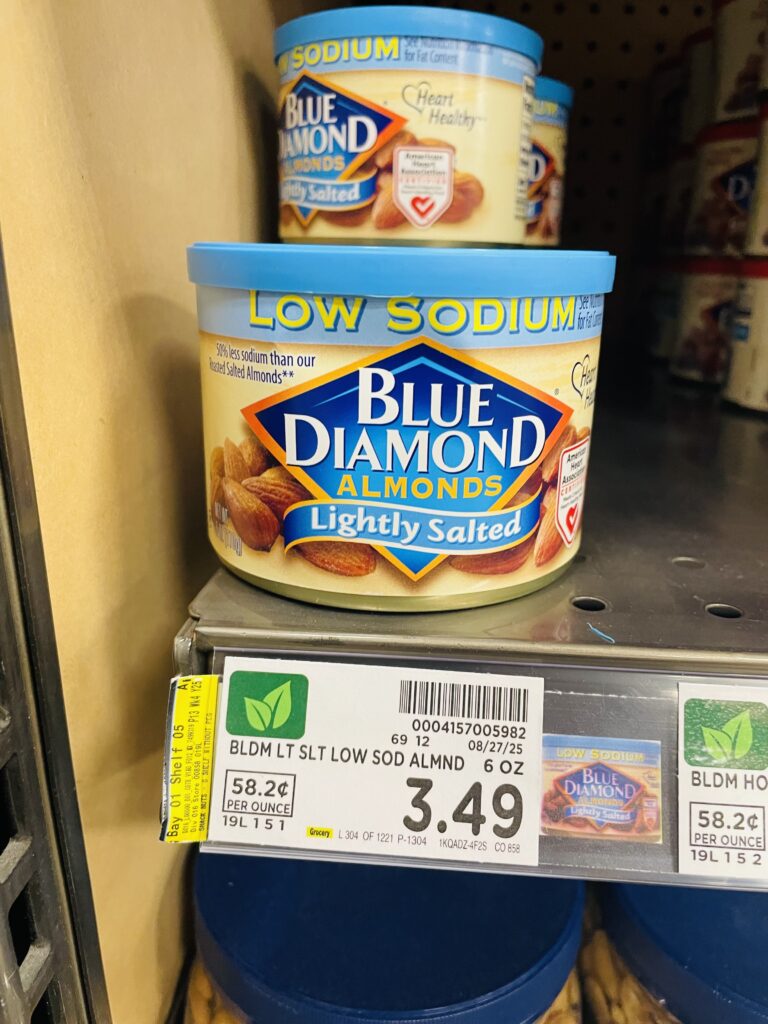 blue diamond almonds kroger shelf image (6)