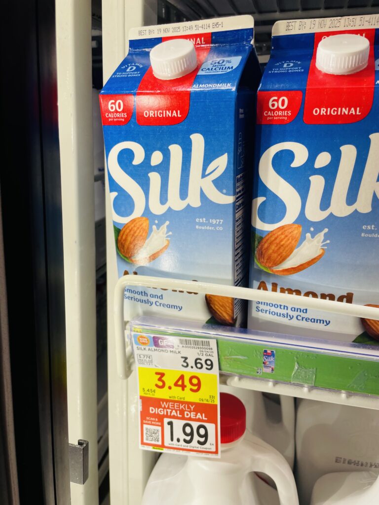 silk almond milk kroger shelf image (1)