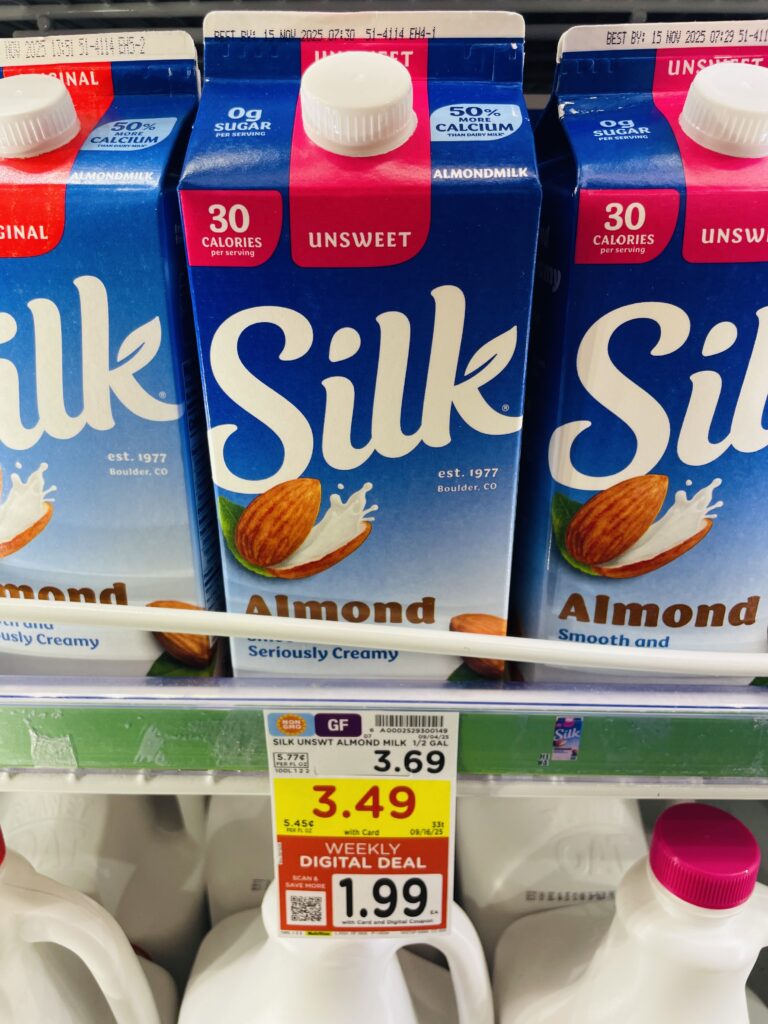 silk almond milk kroger shelf image (1)