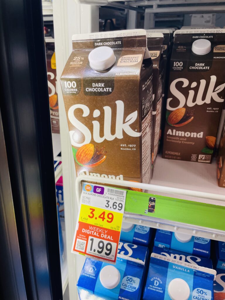 silk almond milk kroger shelf image (1)