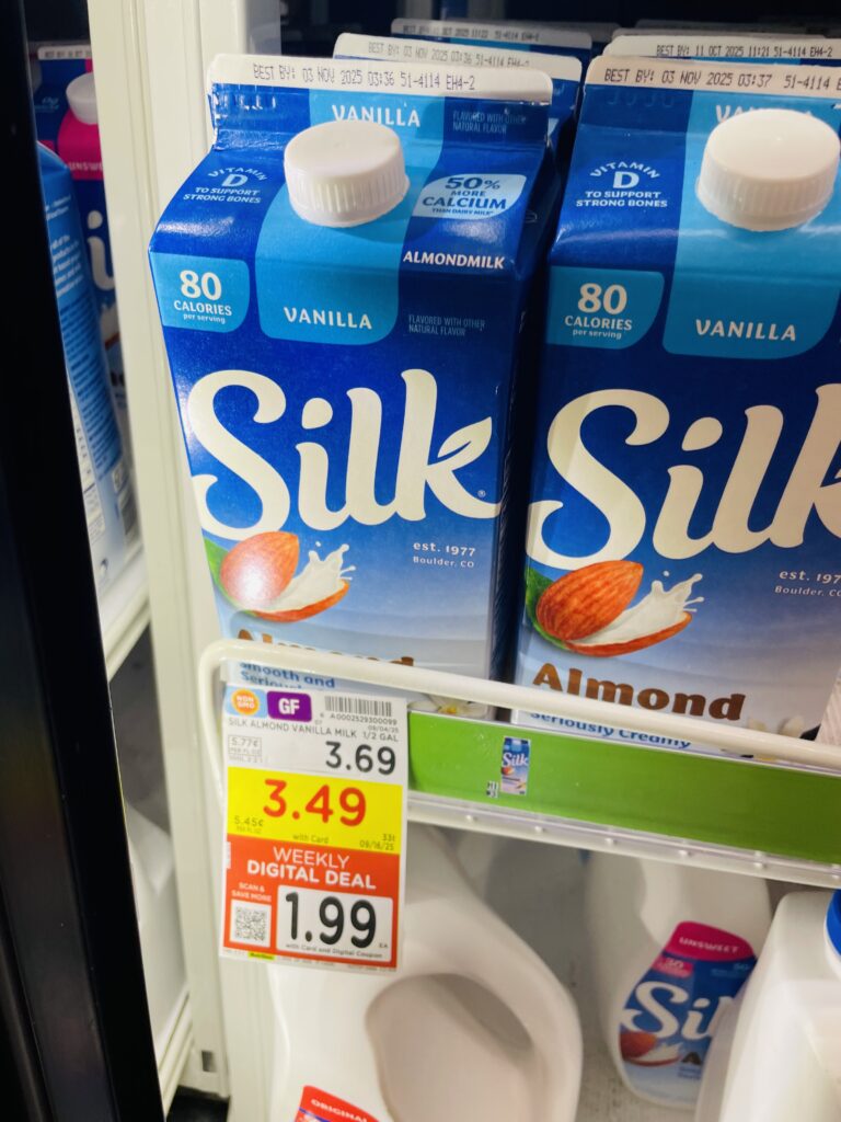 silk almond milk kroger shelf image (1)
