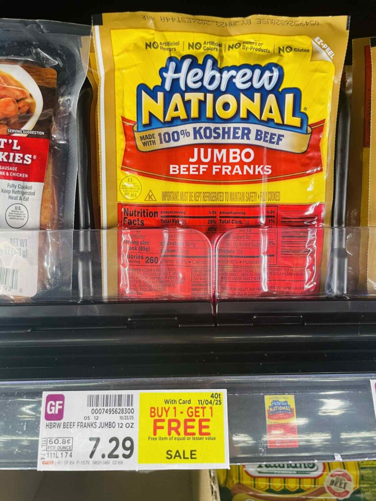 Hebrew National Beef Franks Kroger Shelf Image