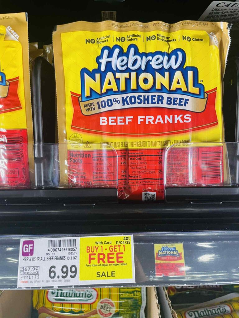 Hebrew National Beef Franks Kroger Shelf Image