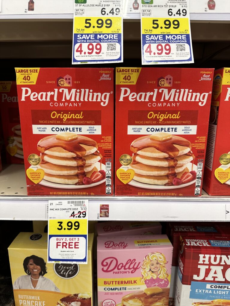 Pearl Milling Pancake Mix and Syrup Kroger Shelf Image 