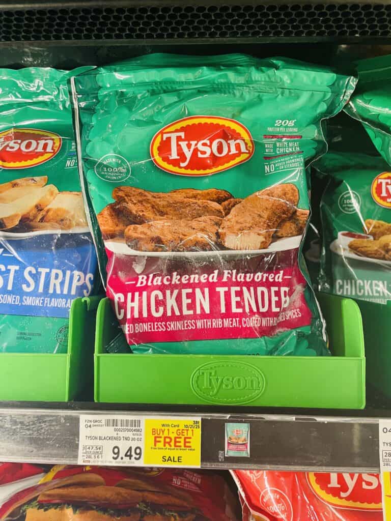Tyson Frozen Chicken Kroger Shelf Image