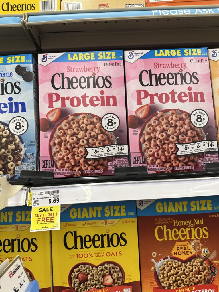 GM Cheerios Protein Cereal Kroger Shelf Image