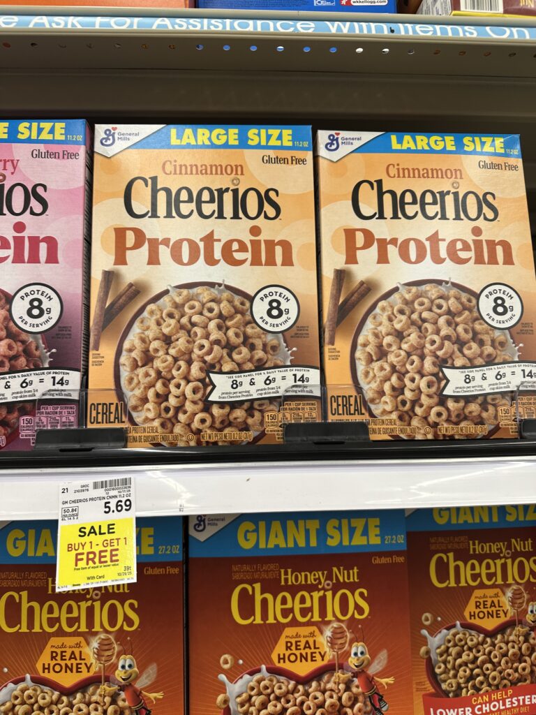 GM Cheerios Protein Cereal Kroger Shelf Image