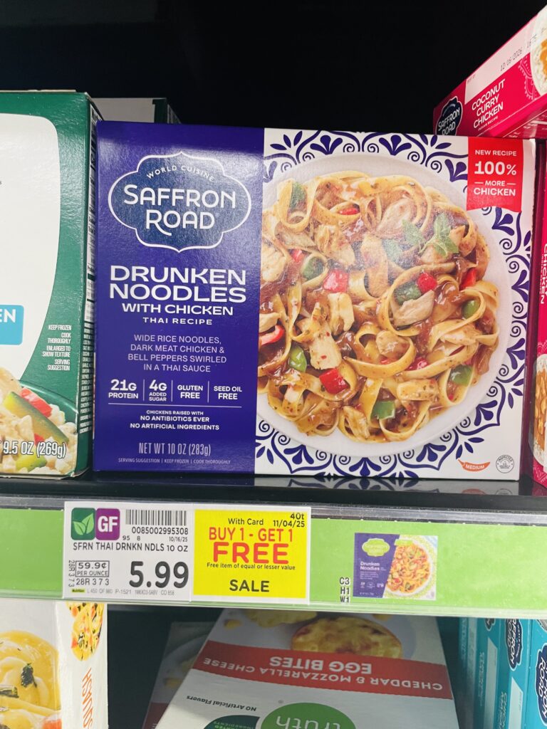 Saffron Road Frozen Entree Kroger Shelf Image