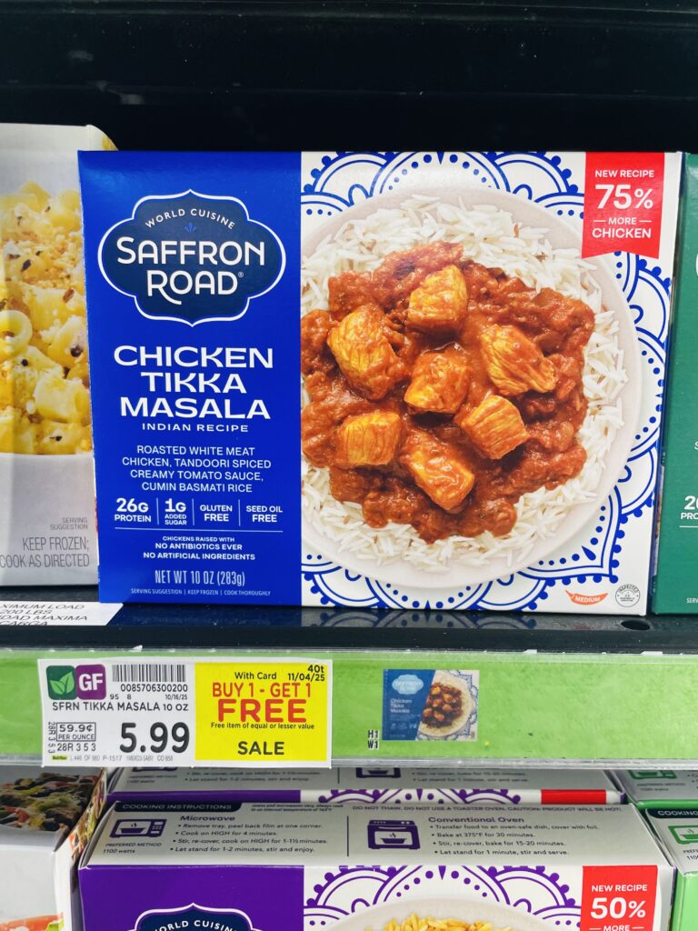 Saffron Road Frozen Entree Kroger Shelf Image