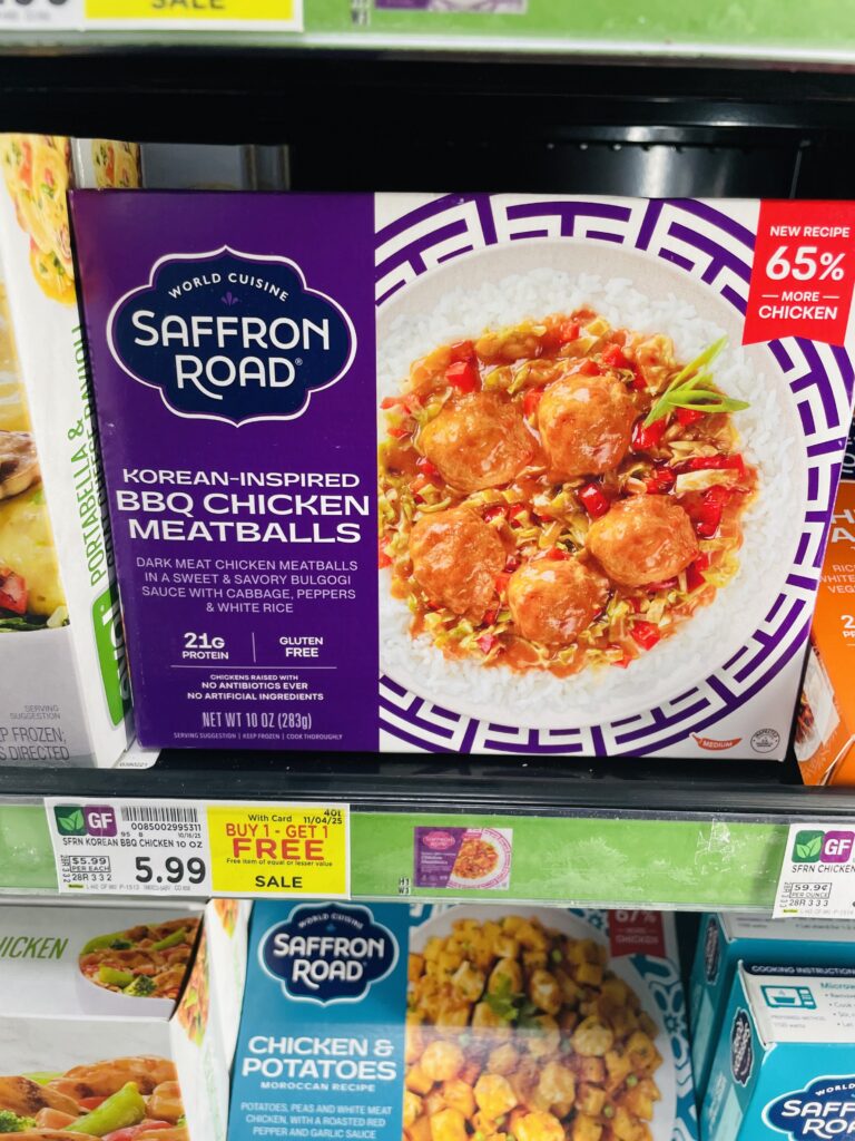 Saffron Road Frozen Entree Kroger Shelf Image