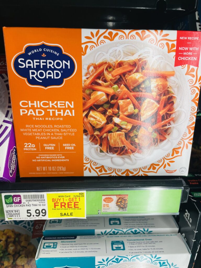 Saffron Road Frozen Entree Kroger Shelf Image