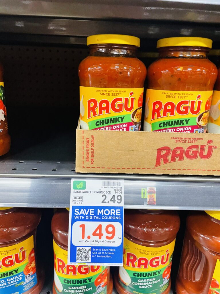 Ragu Pasta Sauce Kroger Shelf Image