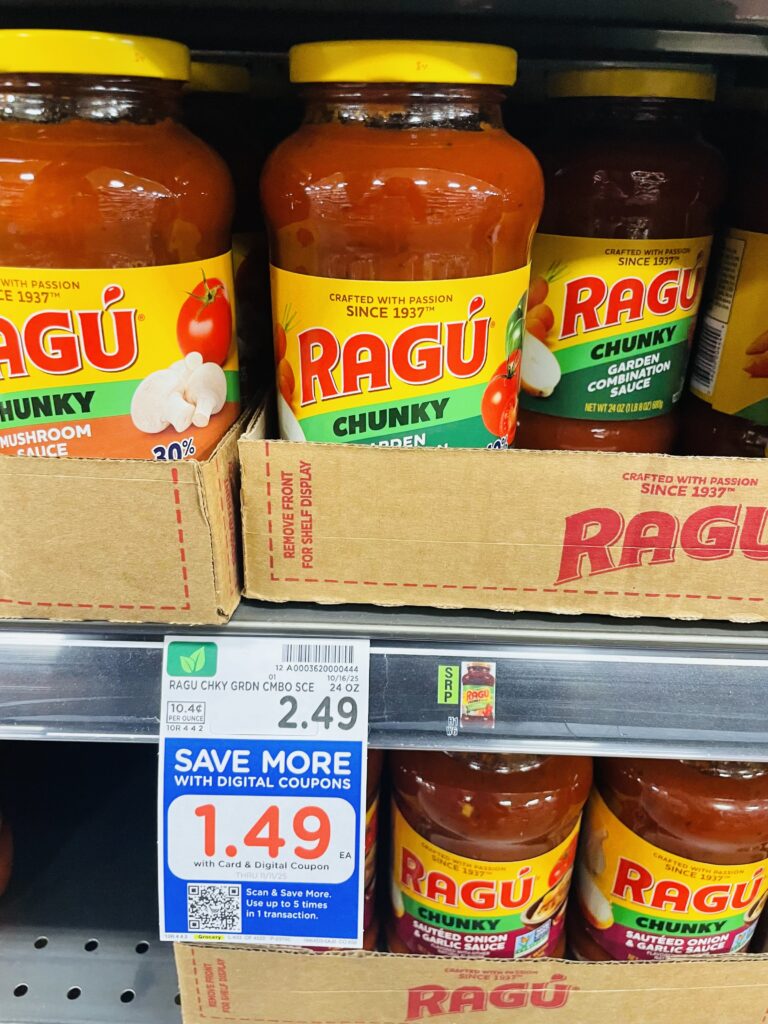 Ragu Pasta Sauce Kroger Shelf Image