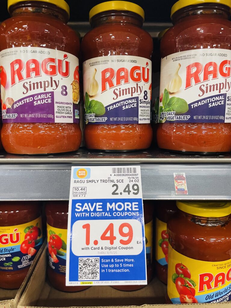 Ragu Pasta Sauce Kroger Shelf Image