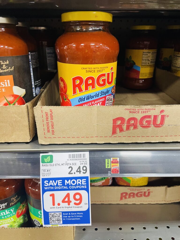 Ragu Pasta Sauce Kroger Shelf Image