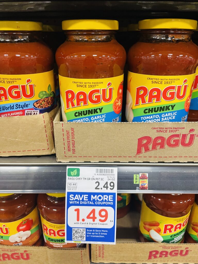 Ragu Pasta Sauce Kroger Shelf Image