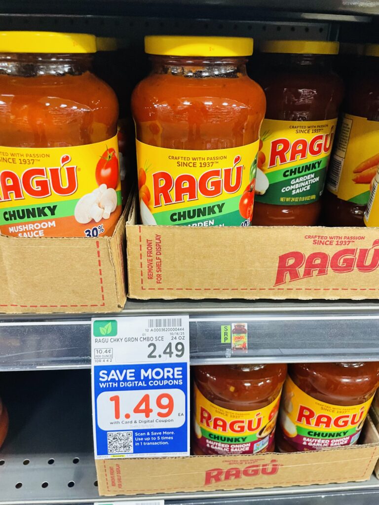 Ragu Pasta Sauce Kroger Shelf Image
