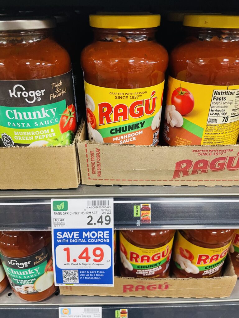 Ragu Pasta Sauce Kroger Shelf Image