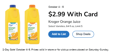 Kroger 2 day sale