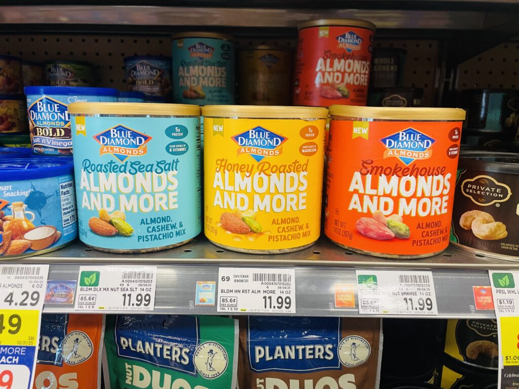 blue diamond almonds kroger shelf image