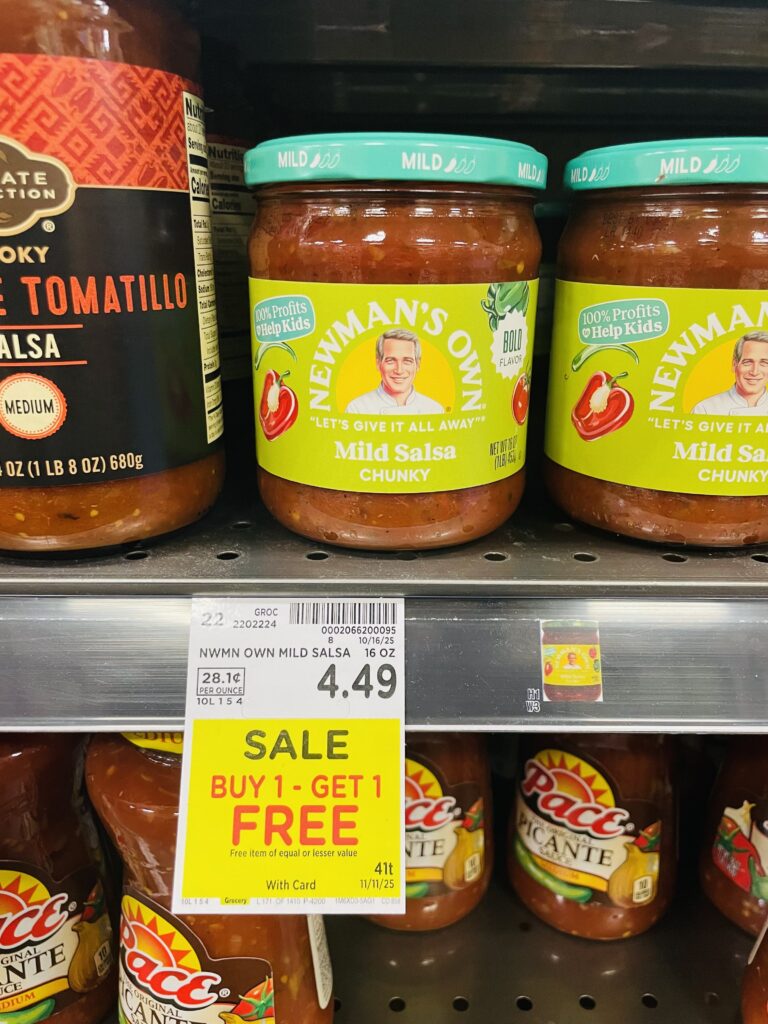 newmans own salsa kroger shelf image (1)