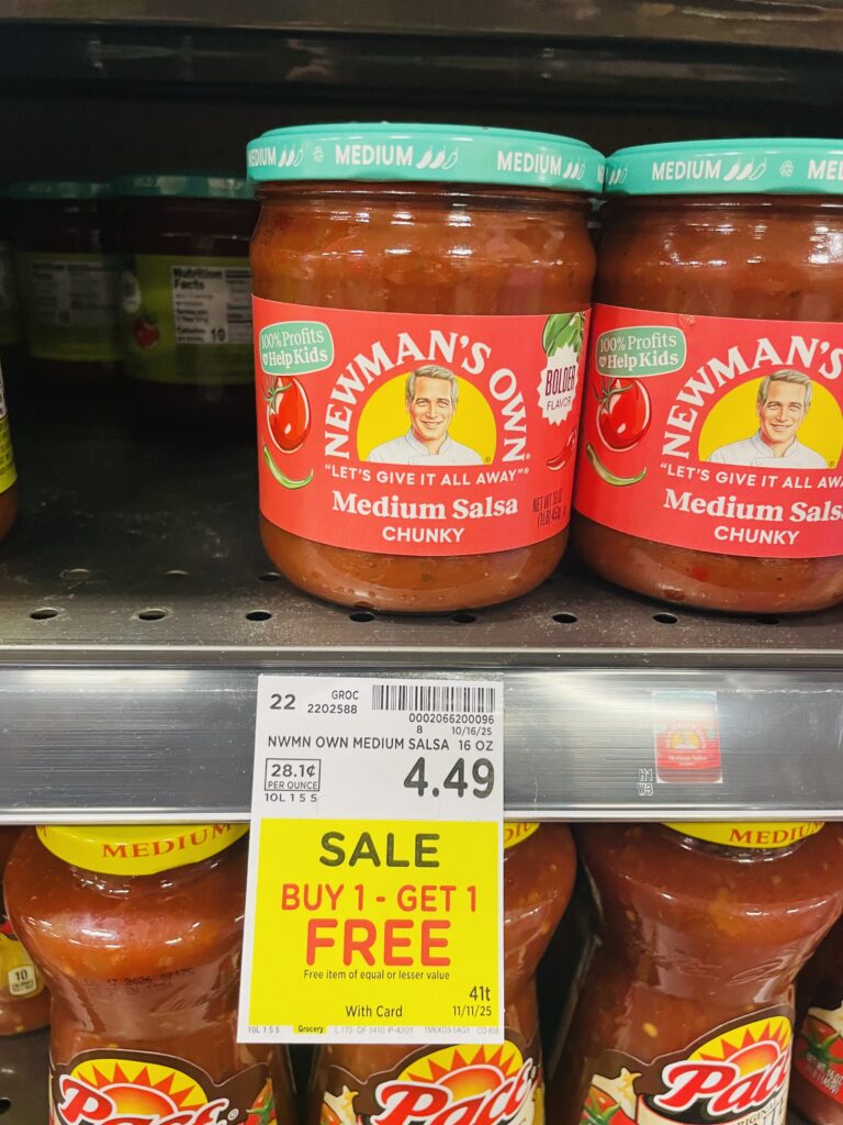 newmans own salsa kroger shelf image (1)