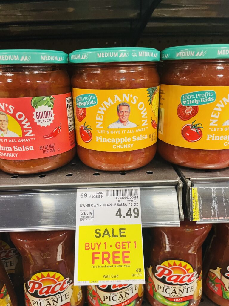 newmans own salsa kroger shelf image (1)