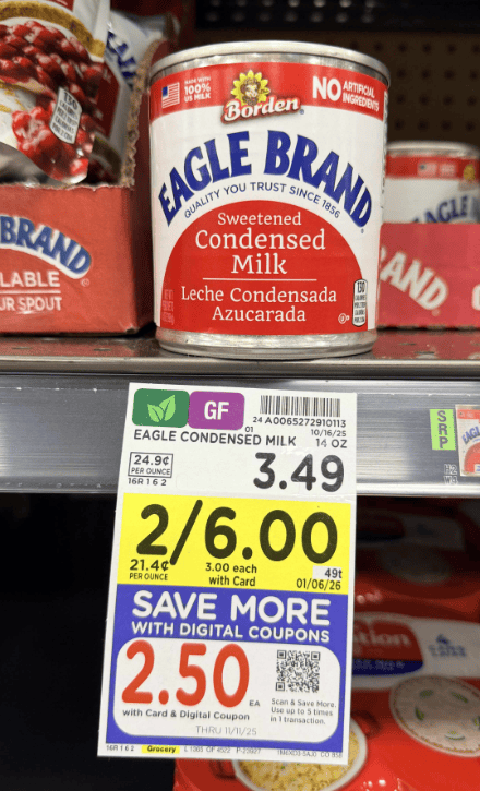 Eagle Sweetened Condensed Milk Kroger Shelf Image