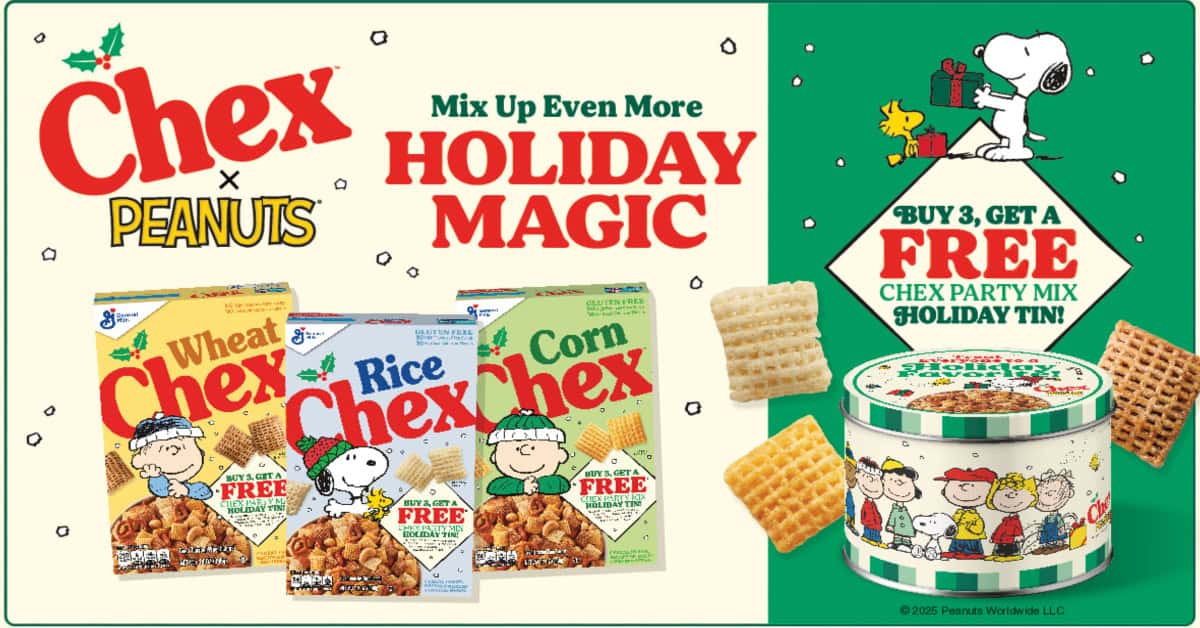 Celebrate the Holidays with a Free Chex™ Party Mix Tin Featuring