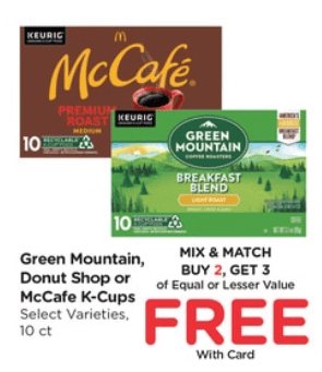 Green Mountain and McCafe K-Cups Kroger