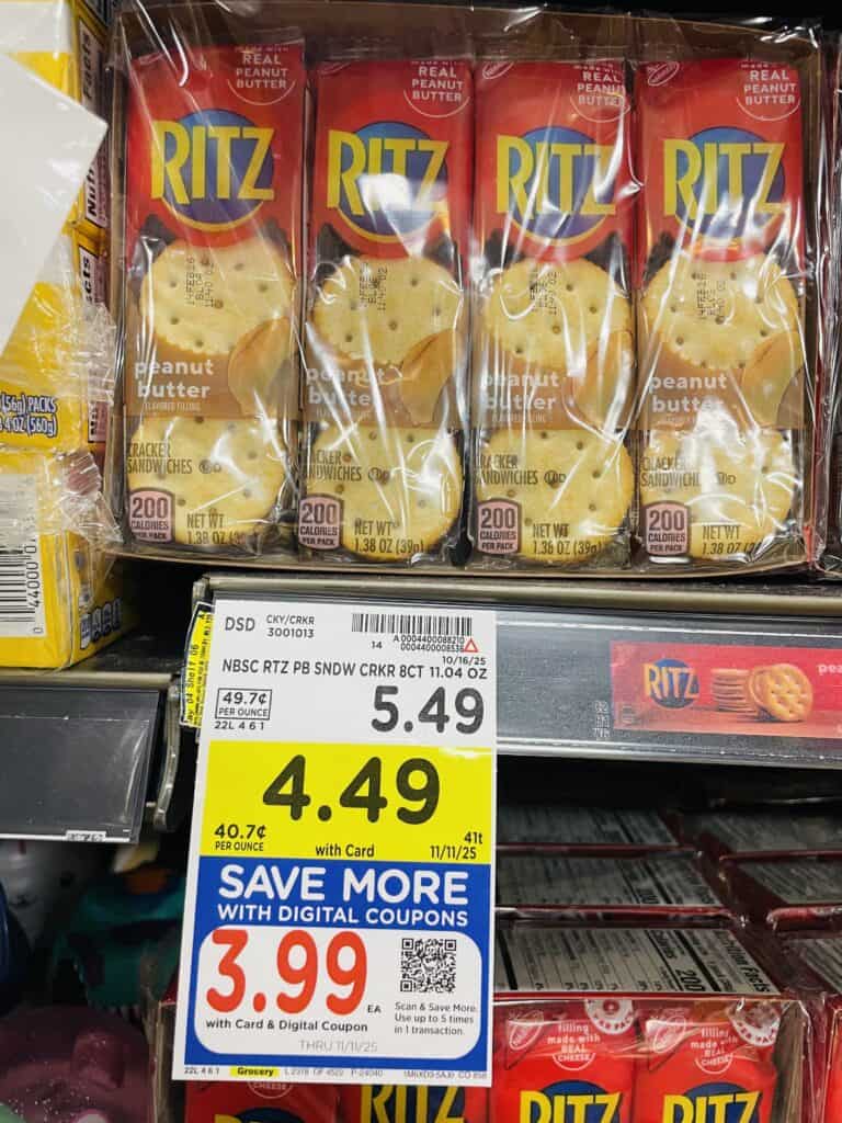 Ritz Peanut Butter Crackers Kroger Shelf Image