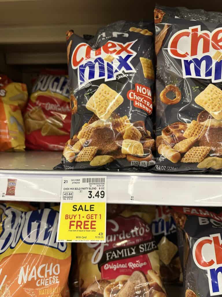 Chex Mix, Bugles and Gardettos Kroger Shelf Image