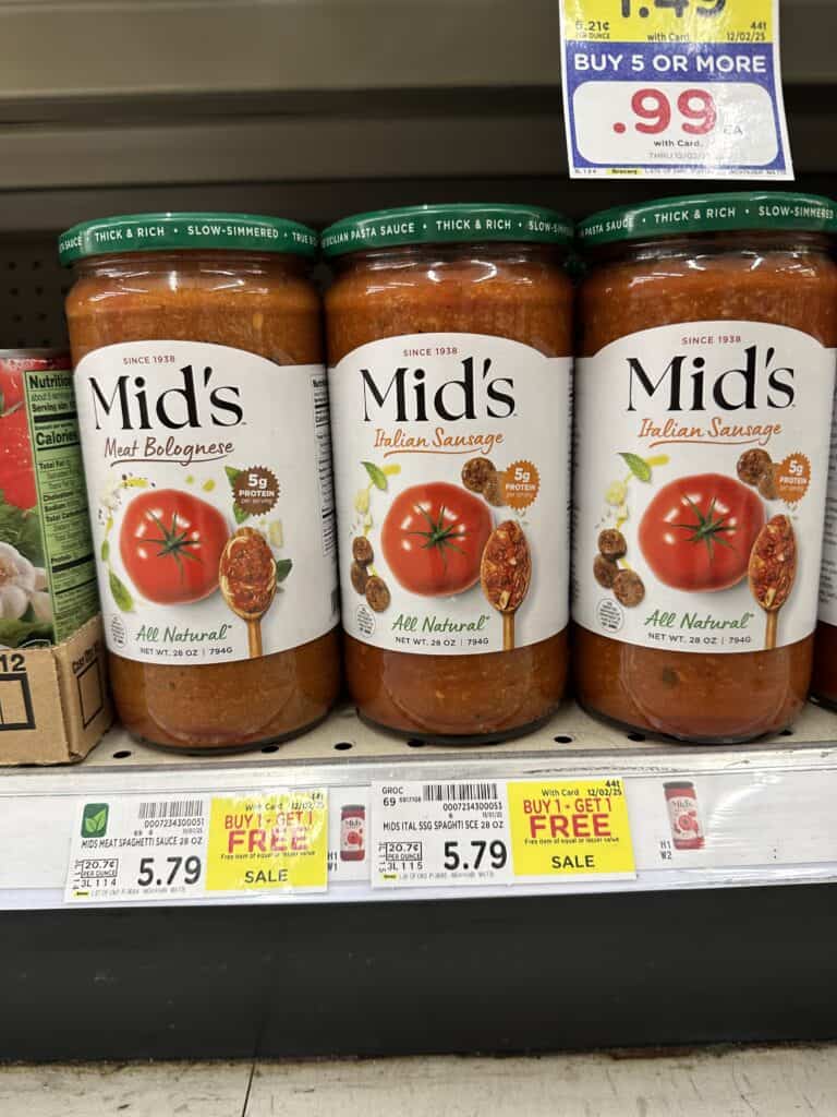 Mid's Pasta Sauce Kroger Shelf Image