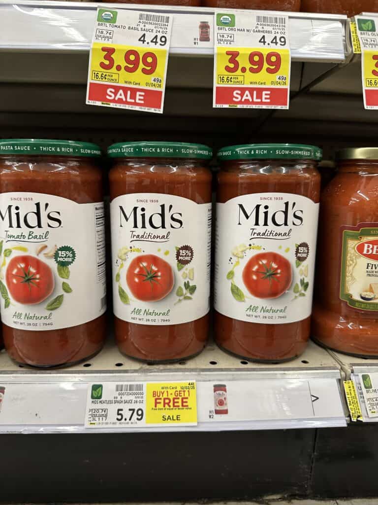 Mid's Pasta Sauce Kroger Shelf Image
