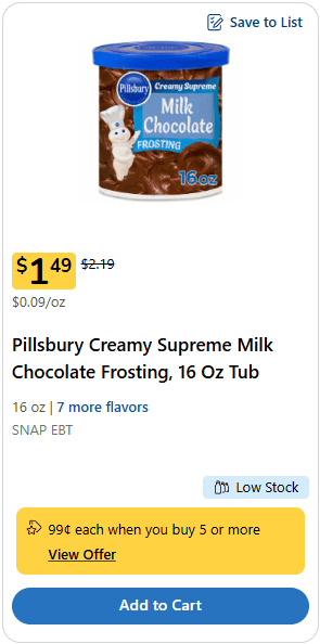 pillsbury frosting kroger price image