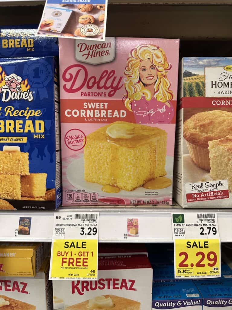 dolly cornbread mix kroger shelf image