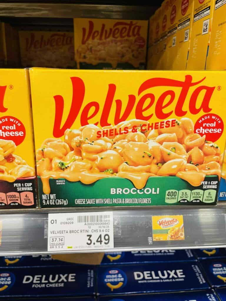 Kraft Deluxe and Velveeta Shells & Cheese Kroger Shelf Image